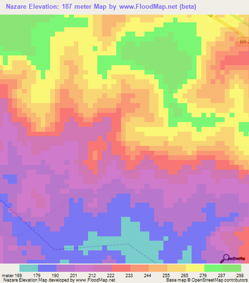 Nazare,Brazil Elevation Map