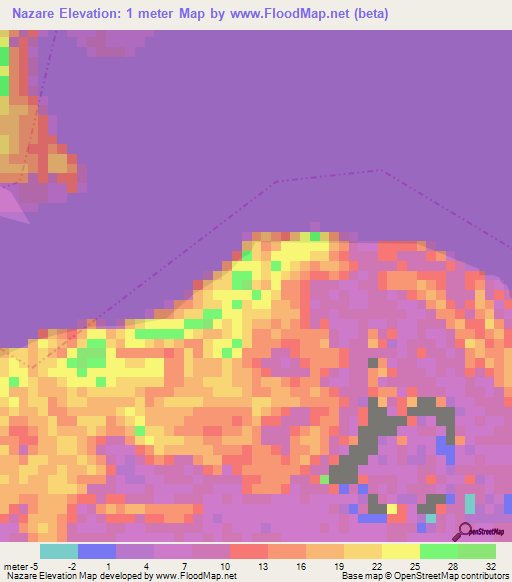 Nazare,Brazil Elevation Map