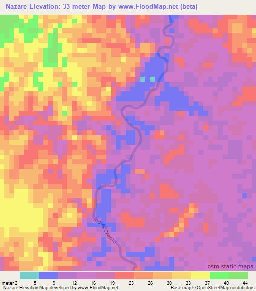 Nazare,Brazil Elevation Map