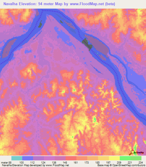 Navalha,Brazil Elevation Map