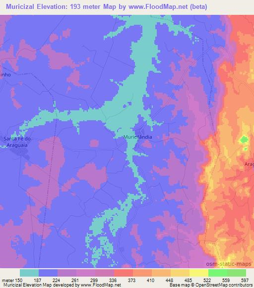 Muricizal,Brazil Elevation Map