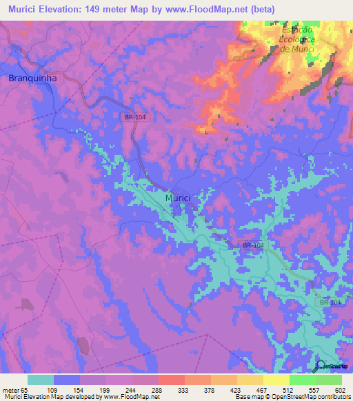 Murici,Brazil Elevation Map