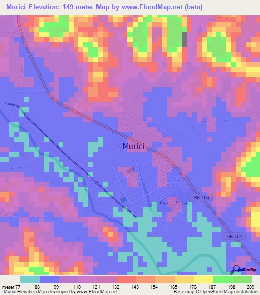 Murici,Brazil Elevation Map