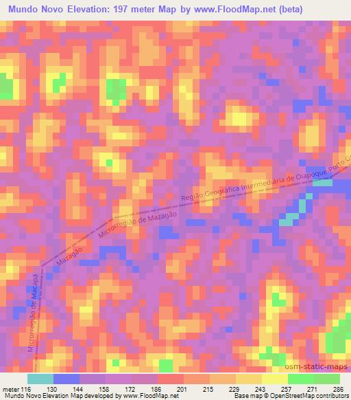 Mundo Novo,Brazil Elevation Map