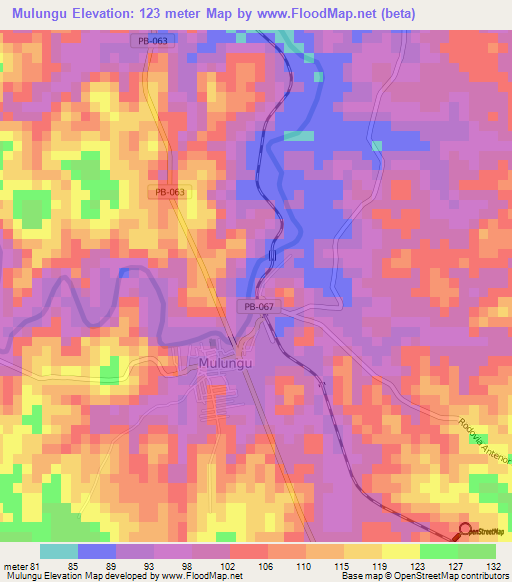 Mulungu,Brazil Elevation Map