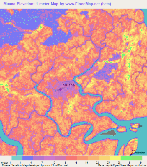 Muana,Brazil Elevation Map