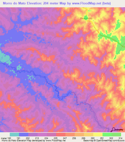 Morro do Mato,Brazil Elevation Map