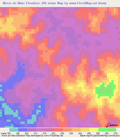 Morro do Mato,Brazil Elevation Map