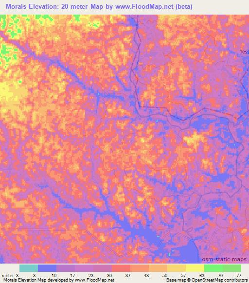 Morais,Brazil Elevation Map