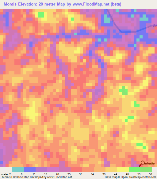 Morais,Brazil Elevation Map