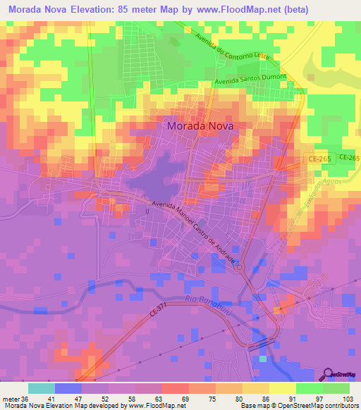 Morada Nova,Brazil Elevation Map