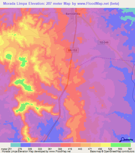 Morada Limpa,Brazil Elevation Map