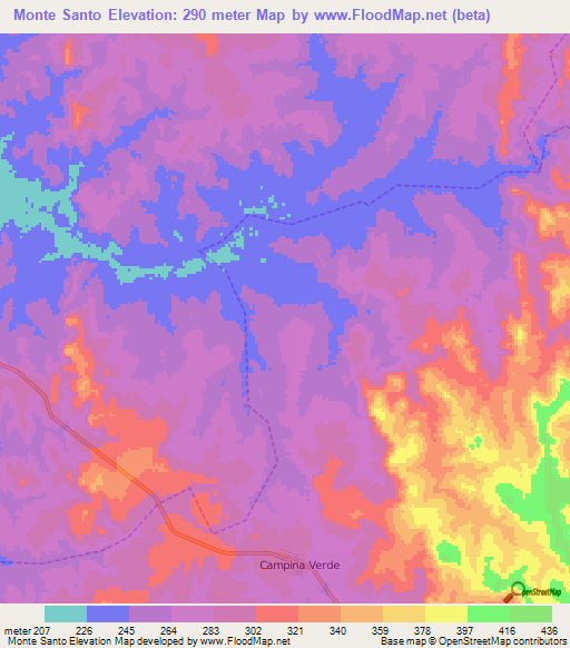 Monte Santo,Brazil Elevation Map