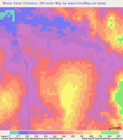 Monte Santo,Brazil Elevation Map