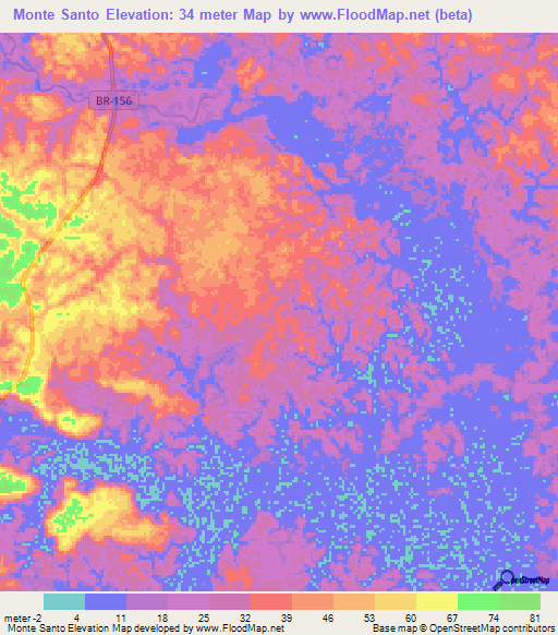 Monte Santo,Brazil Elevation Map