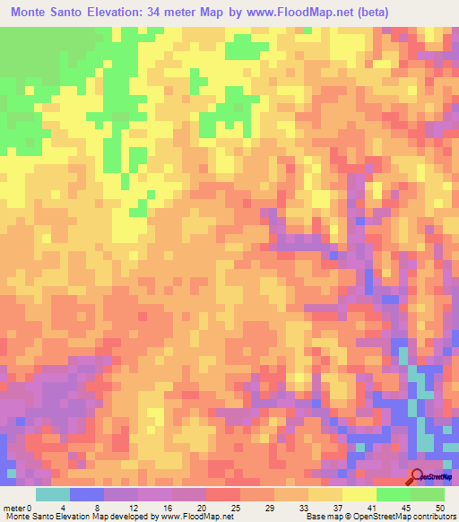 Monte Santo,Brazil Elevation Map