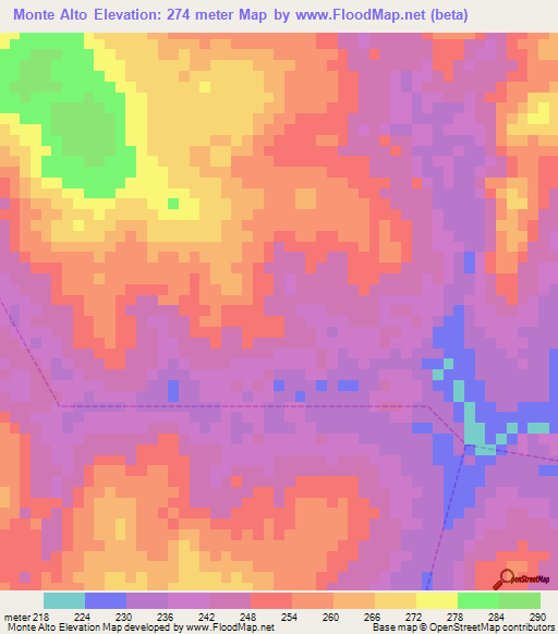 Monte Alto,Brazil Elevation Map