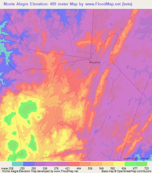 Monte Alegre,Brazil Elevation Map