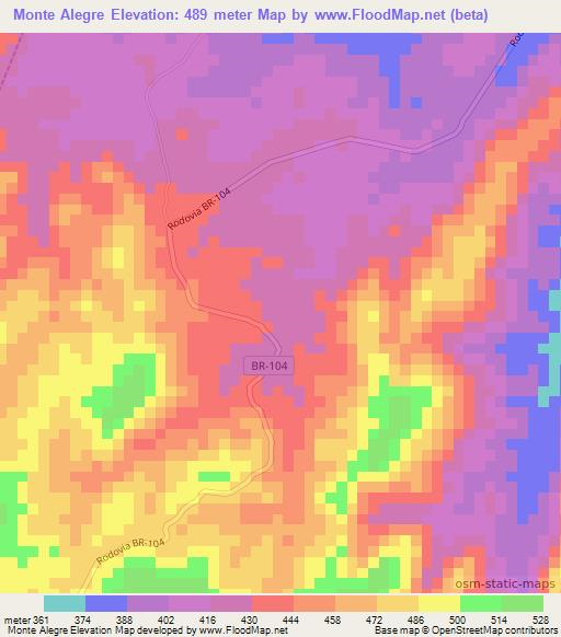 Monte Alegre,Brazil Elevation Map