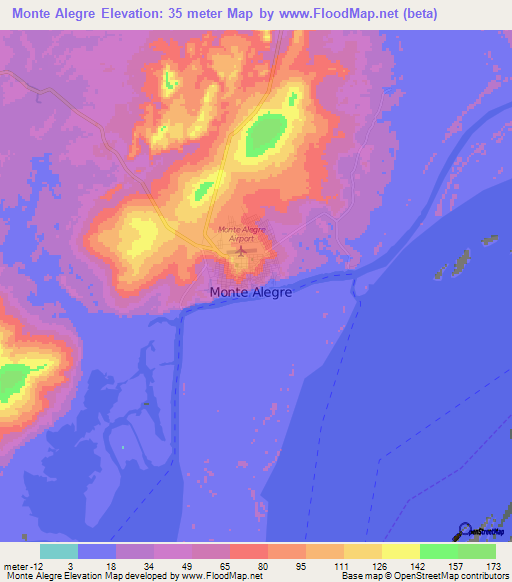 Monte Alegre,Brazil Elevation Map