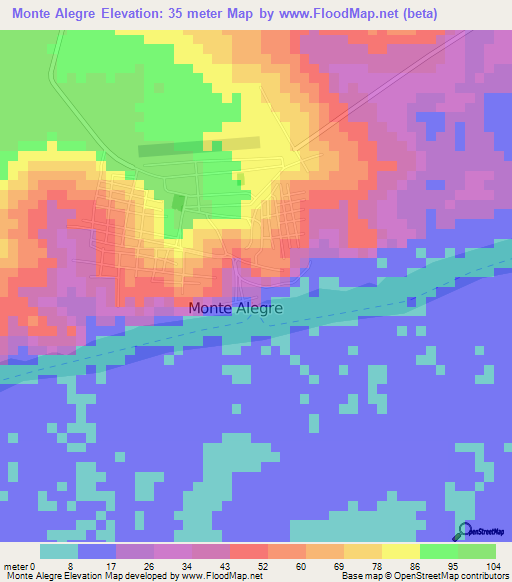 Monte Alegre,Brazil Elevation Map