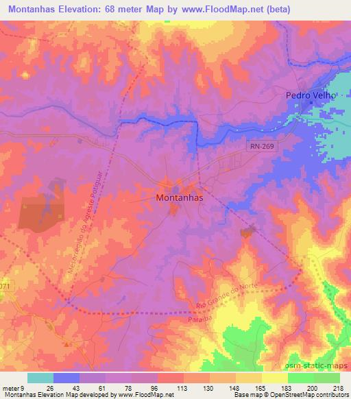 Montanhas,Brazil Elevation Map