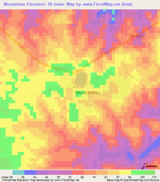 Montanhas,Brazil Elevation Map