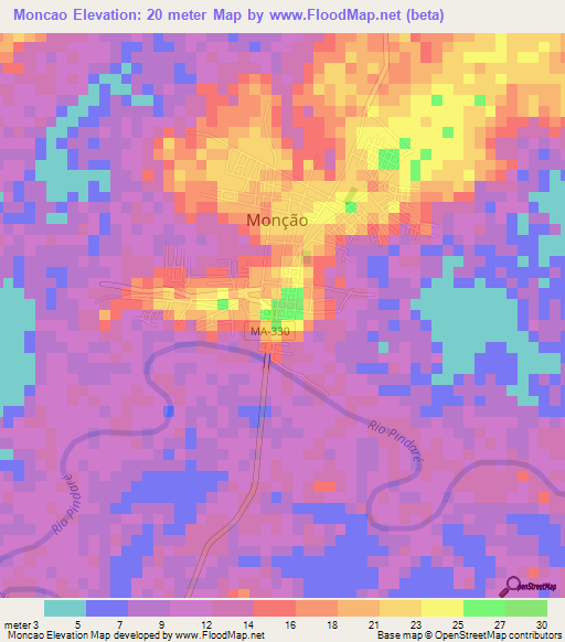 Moncao,Brazil Elevation Map