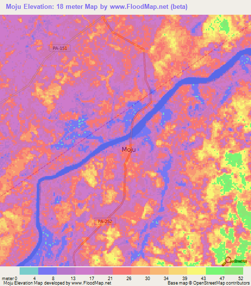 Moju,Brazil Elevation Map