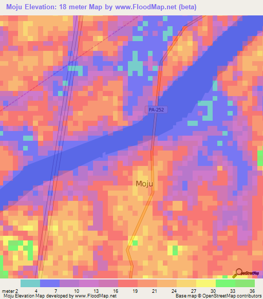 Moju,Brazil Elevation Map