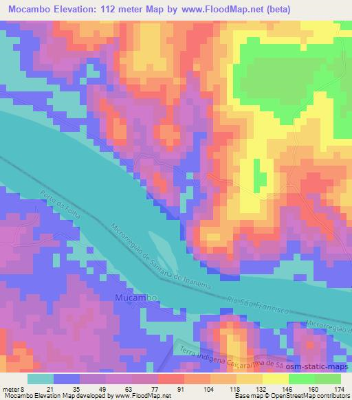 Mocambo,Brazil Elevation Map