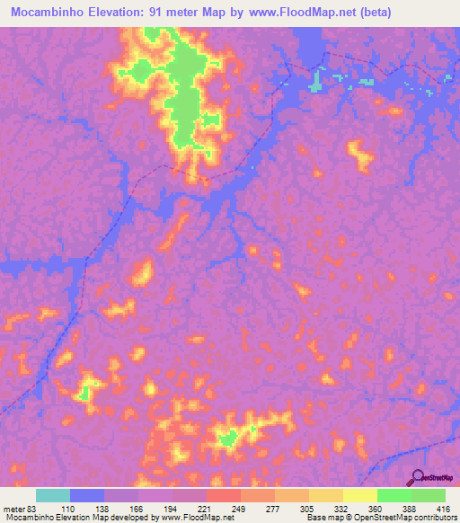 Mocambinho,Brazil Elevation Map