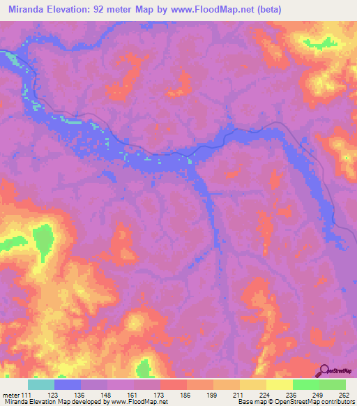 Miranda,Brazil Elevation Map