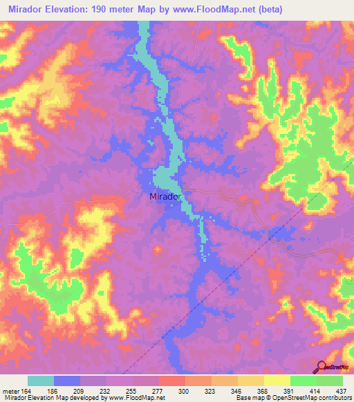 Mirador,Brazil Elevation Map