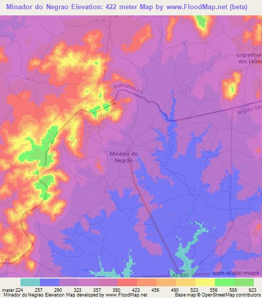 Minador do Negrao,Brazil Elevation Map