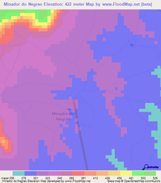 Minador do Negrao,Brazil Elevation Map