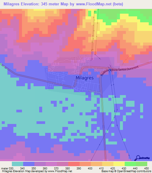 Milagres,Brazil Elevation Map