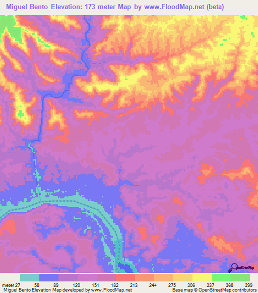 Miguel Bento,Brazil Elevation Map