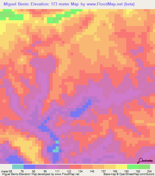 Miguel Bento,Brazil Elevation Map