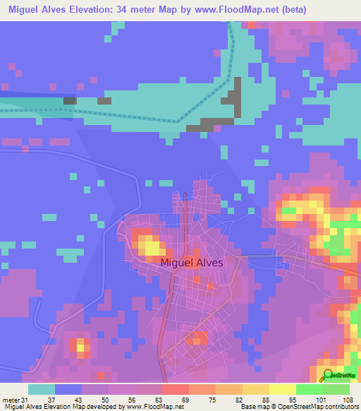 Miguel Alves,Brazil Elevation Map