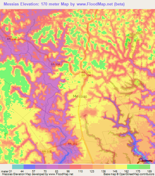 Messias,Brazil Elevation Map