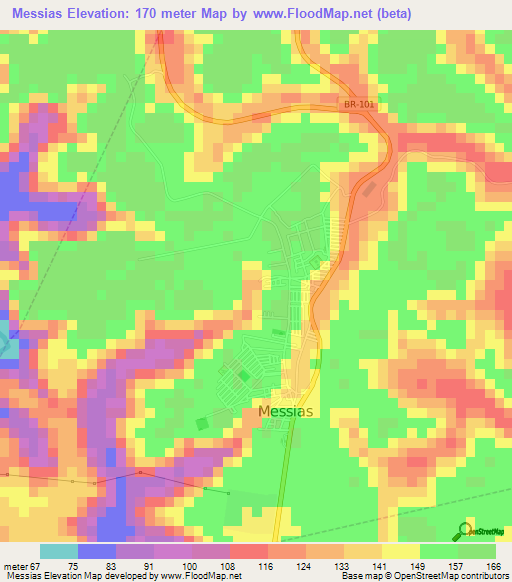 Messias,Brazil Elevation Map