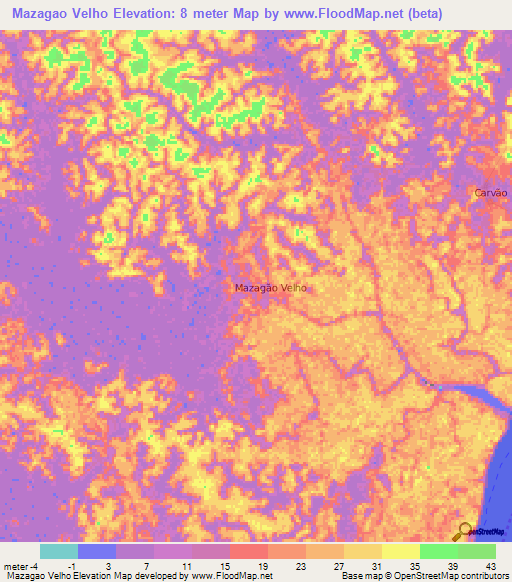 Mazagao Velho,Brazil Elevation Map