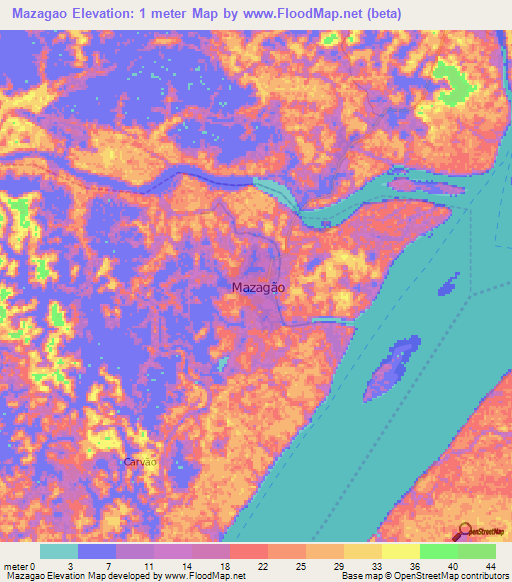 Mazagao,Brazil Elevation Map