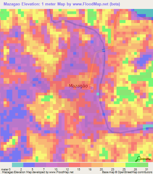 Mazagao,Brazil Elevation Map