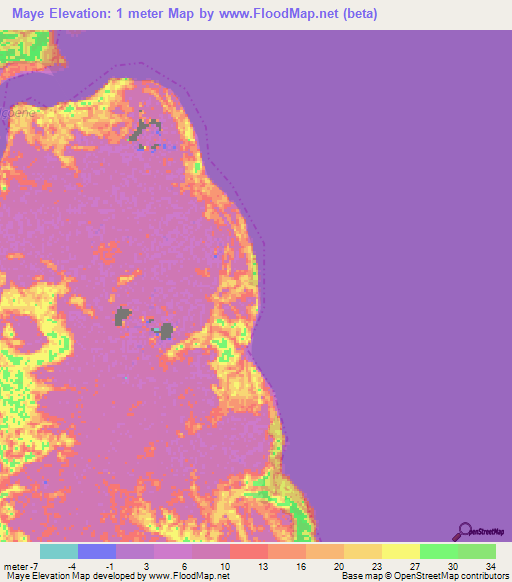 Maye,Brazil Elevation Map