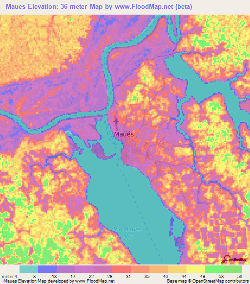 Maues,Brazil Elevation Map