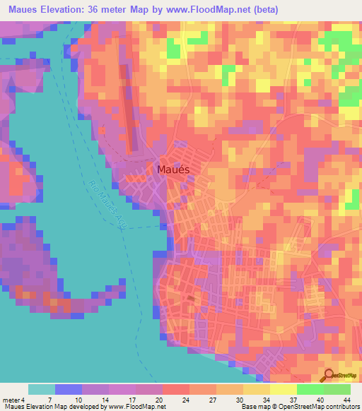 Maues,Brazil Elevation Map