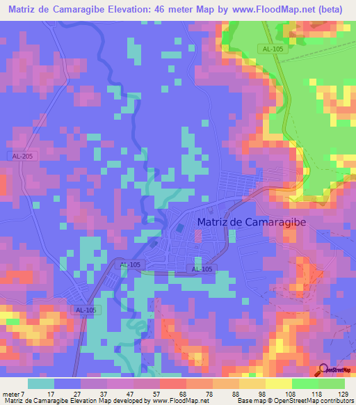 Matriz de Camaragibe,Brazil Elevation Map