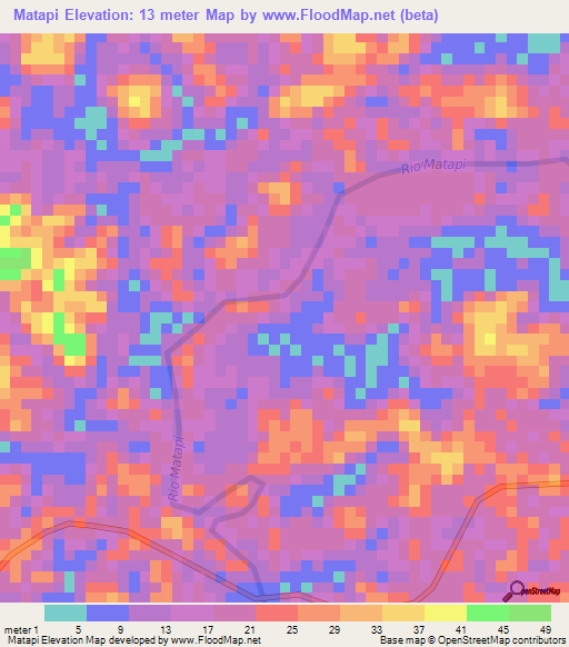 Matapi,Brazil Elevation Map